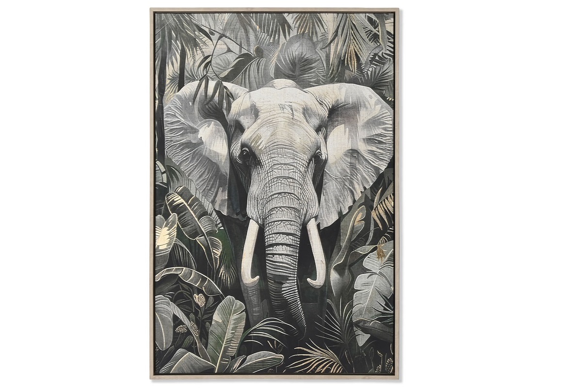 CUADRO LIENZO PS 63X4,5X93 ELEFANTE DORADO MODELO